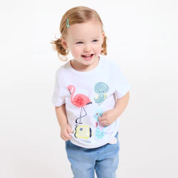 Baby girl's white sensory animal T-shirt