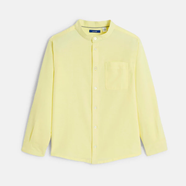 Boy's plain yellow Henley collar shirt