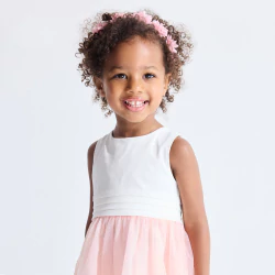 Baby girl's elegant two-fabric pink dress