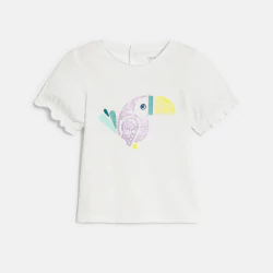 Baby girl's white sequinned toucan T-shirt