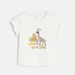 Baby girl's white ruffle animal T-shirt