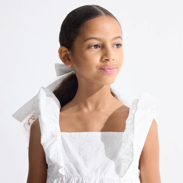 Girl's plain white floral blouse