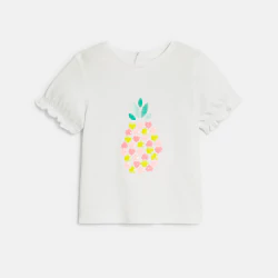 Baby girl's white sequinned pineapple T-shirt