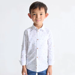 Boy's white palm-tree print shirt