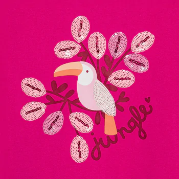 Girls' pink toucan motif T-shirt