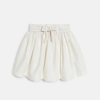 Girl's white cotton jacquard, flared skirt