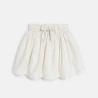 Girl's white cotton jacquard, flared skirt