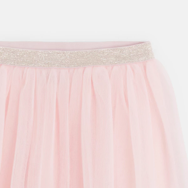 Girl's pink tulle pleated skirt