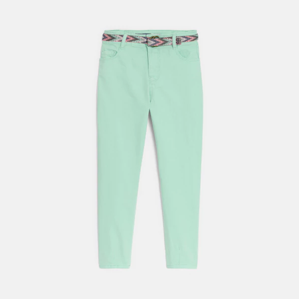 Girl's green balloon trousers + belt
