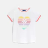 Girl's white, rainbow heart motif T-shirt