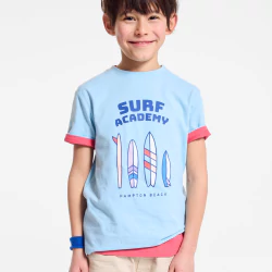 Boy's blue surf motif T-shirt