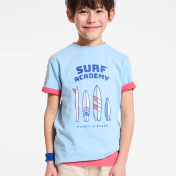 Boy's blue surf motif T-shirt