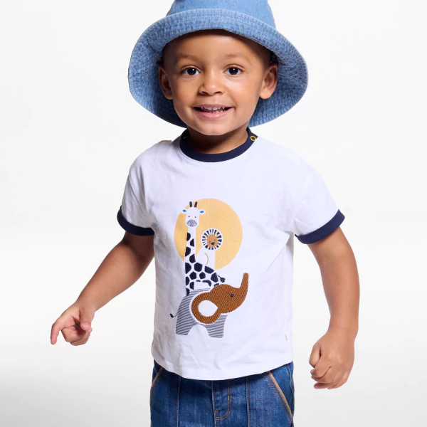 Baby boy's white animal T-shirt