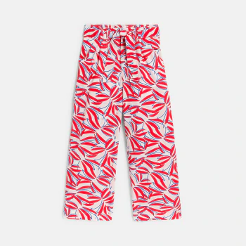 Girl's red printed wide-legged trousers