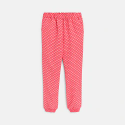 Girls pink printed wide leg trousers.