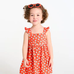 Baby girls' red graphic strappy dress and bloomers