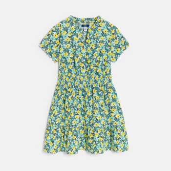Girl's green floral floaty dress