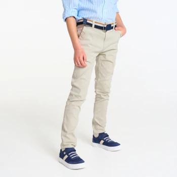 Belted canvas chino pants