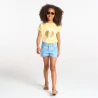 Girl's yellow sequinned T-shirt with short sleeves