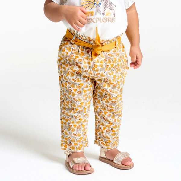 Baby girl's savanna print paperbag trousers