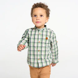 Baby boy's green adaptable checked shirt