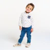 Baby boy's adaptable white animal print shirt