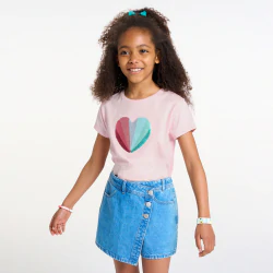 Girl's pink short-sleeve T-shirt with magic sequins